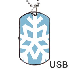 Snowflake Snow Flake White Winter Dog Tag Usb Flash (two Sides) by Simbadda