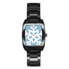 Snowflake Snow Flake White Winter Stainless Steel Barrel Watch by Simbadda