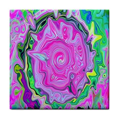 Groovy Pink, Blue And Green Abstract Liquid Art Tile Coasters by myrubiogarden