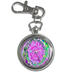 Groovy Pink, Blue And Green Abstract Liquid Art Key Chain Watches by myrubiogarden