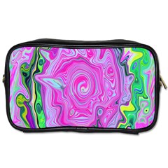 Groovy Pink, Blue And Green Abstract Liquid Art Toiletries Bag (two Sides) by myrubiogarden