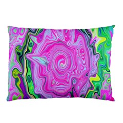 Groovy Pink, Blue And Green Abstract Liquid Art Pillow Case (two Sides) by myrubiogarden