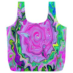 Groovy Pink, Blue And Green Abstract Liquid Art Full Print Recycle Bag (xl)