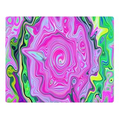 Groovy Pink, Blue And Green Abstract Liquid Art Double Sided Flano Blanket (large)  by myrubiogarden