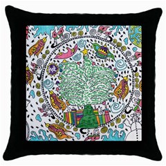 Snowglobe Throw Pillow Case (black) by chellerayartisans