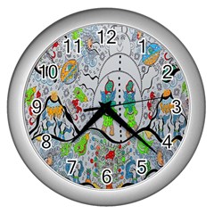 Supersonic Volcano Snowman Wall Clock (silver) by chellerayartisans