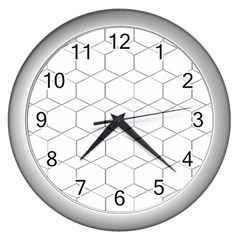 Honeycomb pattern black and white Wall Clock (Silver)