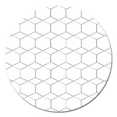 Honeycomb pattern black and white Magnet 5  (Round)