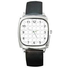 Honeycomb pattern black and white Square Metal Watch