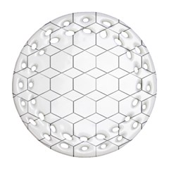 Honeycomb pattern black and white Ornament (Round Filigree)