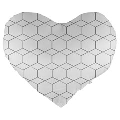 Honeycomb pattern black and white Large 19  Premium Heart Shape Cushions