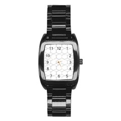 Honeycomb pattern black and white Stainless Steel Barrel Watch