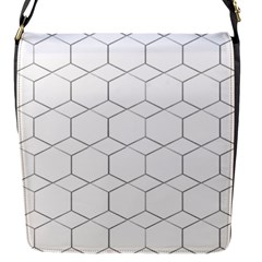 Honeycomb pattern black and white Flap Closure Messenger Bag (S)