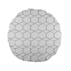 Honeycomb pattern black and white Standard 15  Premium Flano Round Cushions