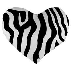 Zebra Horse Pattern Black And White Large 19  Premium Flano Heart Shape Cushions