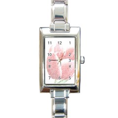 Tulip Red And White Pen Drawing Rectangle Italian Charm Watch by picsaspassion