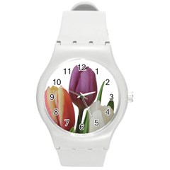 Tulips Bouquet Round Plastic Sport Watch (m)