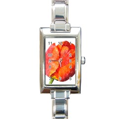 Red Tulip, Watercolor Art Rectangle Italian Charm Watch by picsaspassion