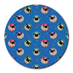 Pugs In Circles With Stars Round Mousepads by PugnaciousGifts