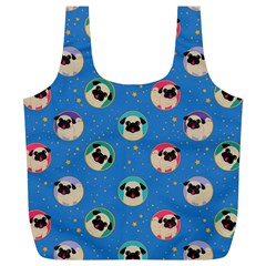 Pugs In Circles With Stars Full Print Recycle Bag (xl)