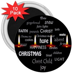 Candles Christmas Advent Light 3  Magnets (10 Pack)  by Wegoenart