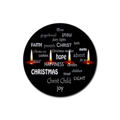 Candles Christmas Advent Light Rubber Round Coaster (4 Pack)  by Wegoenart