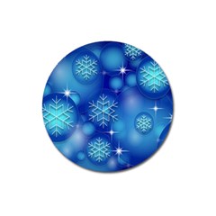 Blue Background Christmas Magnet 3  (round) by Wegoenart