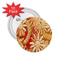 Christmas Straw Xmas Gold 2 25  Buttons (10 Pack)  by Wegoenart