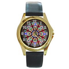 Church Window Window Rosette Round Gold Metal Watch by Wegoenart