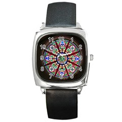 Church Window Window Rosette Square Metal Watch by Wegoenart