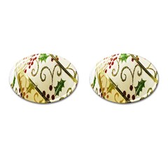 Christmas Ribbon Background Cufflinks (oval) by Wegoenart