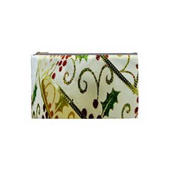 Christmas Ribbon Background Cosmetic Bag (small) by Wegoenart