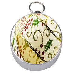 Christmas Ribbon Background Silver Compasses by Wegoenart