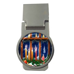 Christmas Lighting Candles Money Clips (round)  by Wegoenart