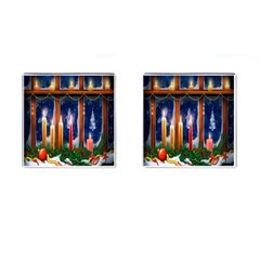 Christmas Lighting Candles Cufflinks (square) by Wegoenart