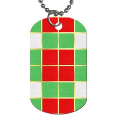 Christmas Fabric Textile Red Green Dog Tag (two Sides) by Wegoenart