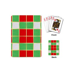 Christmas Fabric Textile Red Green Playing Cards (mini) by Wegoenart