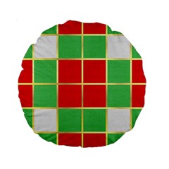 Christmas Fabric Textile Red Green Standard 15  Premium Round Cushions by Wegoenart