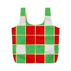 Christmas Fabric Textile Red Green Full Print Recycle Bag (m) by Wegoenart