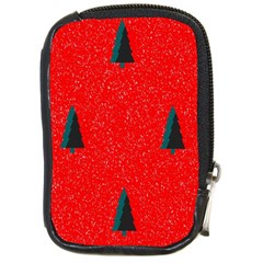 Christmas Time Fir Trees Compact Camera Leather Case by Wegoenart