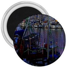 Christmas Boats In Harbor 3  Magnets by Wegoenart