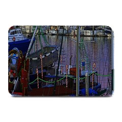 Christmas Boats In Harbor Plate Mats by Wegoenart