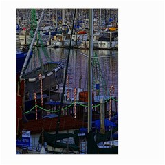 Christmas Boats In Harbor Large Garden Flag (two Sides) by Wegoenart