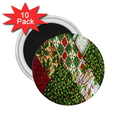 Christmas Quilt Background 2 25  Magnets (10 Pack)  by Wegoenart