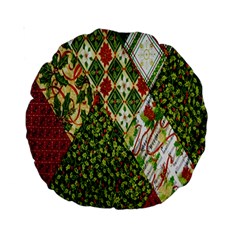 Christmas Quilt Background Standard 15  Premium Round Cushions by Wegoenart