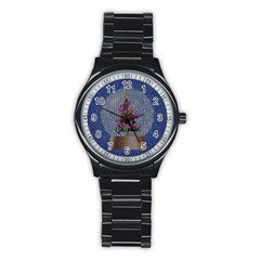 Christmas  Snow Stainless Steel Round Watch by Wegoenart