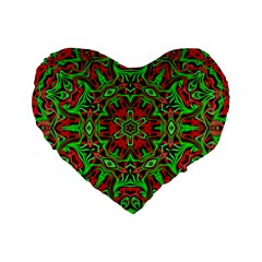 Christmas Kaleidoscope Pattern Standard 16  Premium Flano Heart Shape Cushions by Wegoenart