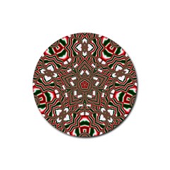 Christmas Kaleidoscope Rubber Coaster (round)  by Wegoenart