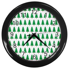 Christmas Background Christmas Tree Wall Clock (black) by Wegoenart