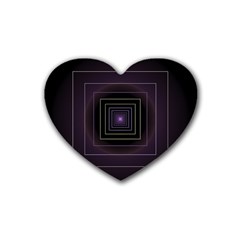 Fractal Square Modern Purple Heart Coaster (4 Pack)  by Wegoenart